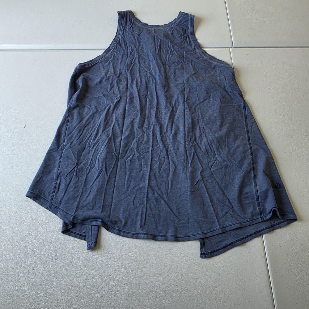 Lululemon Tank Top Womens Medium Blue Open Back Sleeveless Relaxed Pima Cotton